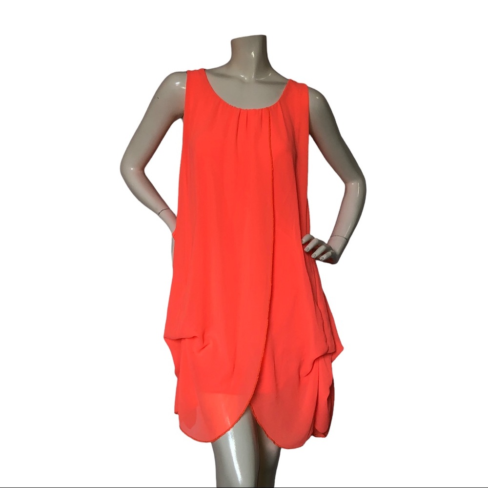Neon Coral Orange Dress Size S-M free form